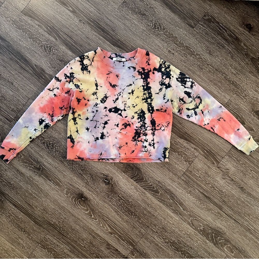 Anthropologie Letluv Zoey Tie-dye Cropped Sweatshirt New